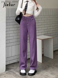 Women's Jeans Jielur High Waist Y2K Baggy Jeans Woman Autumn Loose Straight Wide Leg Purple Pants Korean Fashion Long Denim Pants Women S-XL Q230904