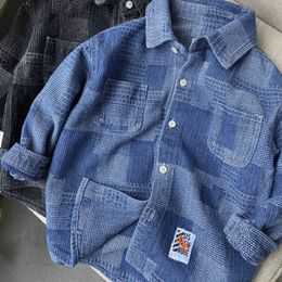 Jackets Boys' Shirt Spring and Autumn Fashionable Long Sleeve Baby Trendy Children's Denim Plaid Small Coat 230904