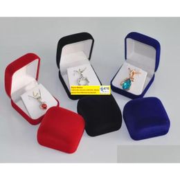 Storage Boxes Bins 100Pcslot Empty Earing Pendant Veet Cases Jewellery Show Box For Gift Packaging Drop Delivery Home Garden Housekeepin Dhmt5