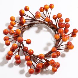 Other Event Party Supplies 4pcs MINI Wreath 8cm Candle Ring for Halloween Thanksgiving Day Decoration Orange Berries Maple Leaf Pumpkin Autumn Ornament 230904