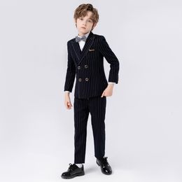 Clothing Sets Boys Girls Luxurious Jacket Vest Pants Bowtie 4PS Piano Party Dress Kids Ceremony Pograph Suit Children Performance Costume 230901