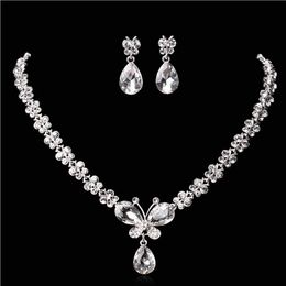Wedding Jewellery Shining New Cheap 2 Sets Rhinestone Bridal Jewelery Accessories Crystals Necklace and Earrings for Prom Pageant Pa283J