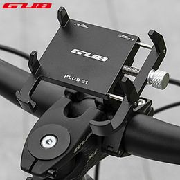 Bike Handlebars Components GUB PLUS 21 Motorcycle Bike Phone Holder Aluminium Alloy Cell Phone Holder Bracket Rotatable Adjustable Anti-slip Cycling Parts 230904