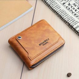 Wallets 2023 Men's Short Purse Classic Outside Draw Card Fashion Student Wallet Multi-functional Large Capacity Small Bag