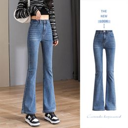 Women s Jeans Flared women jeans high waist good stretch student y2k streetwear pockets female denim pants harajuku trousers Female cloth 230901