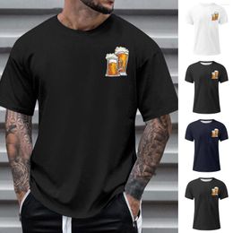 Men's T Shirts Summer Short Sleeve Round Neck Beer Cartoon Shirt Breathable Top Funny Mens V Heavy