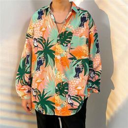 Men's T Shirts Long Sleeve Floral And Women's Trends Sag Loose All Match Senior Couple Vintage Hong Kong Style