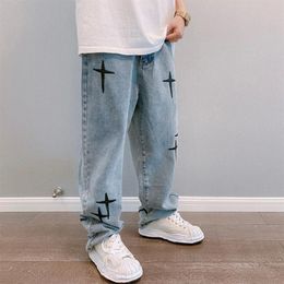 Men's Jeans Men Emo Harajuku Streetwear Alt Women Hip Hop Wide Leg Baggy Denim Pants Grunge Graffiti Low Waist Trousers Y2k C2729