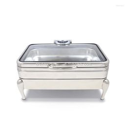 Dinnerware Sets Luxury Multi Specification Round Buffet Stove Catering Kitchen Equipment Serving Warmer Glass Lid Cover Chafing Dish