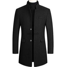 Women's Wool Blends Boys Winter Black Coat Plus Size Woollen Blend Coat Male Long Windbreaker Jacket Thick Cotton Warm Men Jacket Mens Overcoat 4xl HKD230904