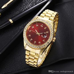 rMelogio masculino diamond mens watch fashion Black Dial Calendar gold Bracelet Folding Clasp Master Male 2021 gifts couples2340F