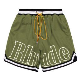 Designer Shorts Rhude Men's Capsule Summer Beach Mesh Material Breathable Sweat Loose Fitness Basketball Mens Short K8fm