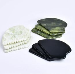 Natural Green Jade Stone Gua Sha Skin Massager Sawtooth Obsidian Face Body Massage Facial Guasha Tool Acupuncture SPA Beauty Anti Ageing Wrinkle Tighten