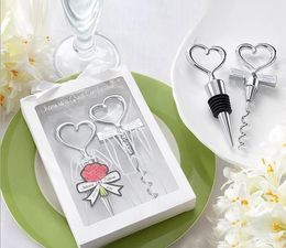 2pcs/Set Creative Heart Shaped Wine Stopper Bottle Stopper party Wedding Favours gifts Sealed Wine Bottle Pourer Stopper Kitchen Barware Tools ZZ