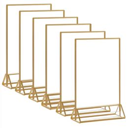 Other Event Party Supplies 3 Size Acrylic Gold Frames Double Sided Table Menu Display Stand Wedding Numbers Holder 230901