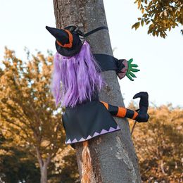 Other Event Party Supplies Halloween Outdoor Decoration Crashing Witch Into Tree Home Garden Decor Classic Flying Pendant for Yard Lawn Patio Porch 230904