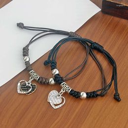 Charm Bracelets Fashion Braided Bracelet Male Ms. Heart Knotted English Letters Send Girlfriends Friends