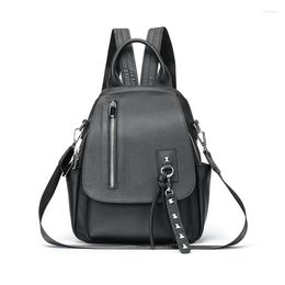 School Bags XZAN Fashion Genuine Leather Women Backpacks Female Real Natural Rivet Girl Student Casual Backpack