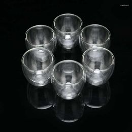 Wine Glasses 6Pcs 100ml Coffee Cup Transparent Double Wall Insulated Milk Glass Mug Heat-Resistant Glassware