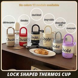 Thermoses Portable Lock Shaped Insulation Thremos Vacuum Cup Stainless Steel Slung Over Body Highcapacity Travel Water Bottle x0904