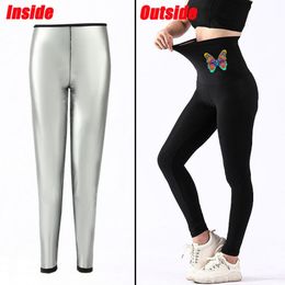 Women s Pants s Sauna Slimming Gym Workout Thermo Sweat Leggings Shapers Waist Trainer Tummy Control Fat Burning 230901