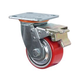 Iron core polyurethane flat top casters rack directional steering brake casters anti entanglement