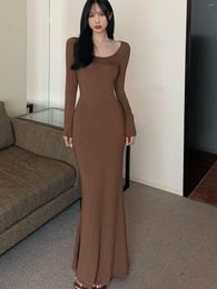 Casual Dresses 2023 Spring Women Long Maxi Dress Elegant Slim Bodycon Party Sleeve Female Robe Clothing