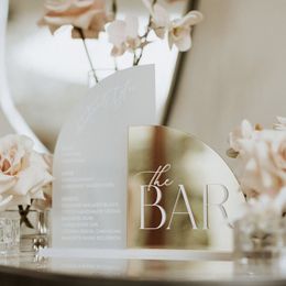 Other Event Party Supplies 1p Arch Gold Acrylic Bar Sign Arched Wedding Signature Drinks Menu Signage 230901