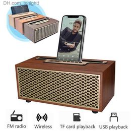 Portable Speakers FM Vintage Wood Grain Bluetooth Speaker TWS Wireless Subwoofer Outdoor Portable Radio Gift Stereo Mobile Phone Stand Speaker Q230904
