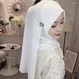 Ethnic Clothing Two Styles Instant Hijab Muslim Female Plain Shawls With Elastic Inner Cap Breathable Convinient Islamic Scarf Arab Ramadan