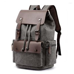 Backpack Men's Vintage Canvas Bag Large Capacity Shoulder College School Laptop Multifunction High Quality