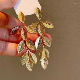 Dangle Earrings Statement Big Leaf For Women Gold/Silver Color Luxury High Grade Fashion Jewelry Wholesale