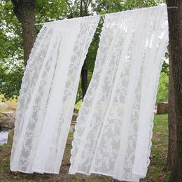 Curtain Pastoral Style Lace Sheer Curtains For Living Room Bedroom Window White Flower Pattern Tulle Home Decoration
