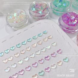 Nail Art Decorations 2023 Mini Heart-Shape Diamond Supplies Flat Bottom Peach Heart Fantasy Color Decoration Accessory