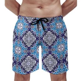 Men's Shorts Board Retro Baroque Floral Swimming Trunks Abstract Pattern Men Quick Drying Sports Surf Large Size Short Pants