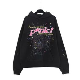 Sp5der Young Thug 555555 Men Women Hoodie High Quality Foam Print Spider Web Graphic Pink Sweatshirts Y2k Pullovers Cotton Letter Painting 231