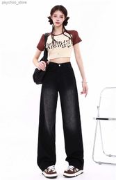 Women's Jeans Black Jeans Pant for Woman Autumn Spring Vintage Straight Y2k Pants High Wasit Casual Women's Demin Trousers Fall New Streetwear Q230904