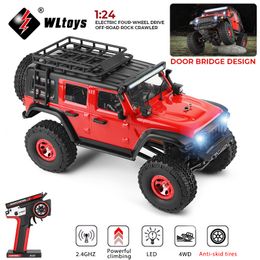 Electric/RC Car Wltoys 2428 1 24 Mini RC Car 2.4G With LED Lights 4WD Off-Road Vehicle Model Remote Control Mechanical Truck Toy for Children 230901