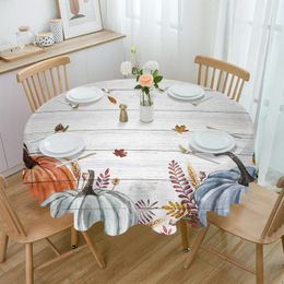 Table Cloth Thanksgiving Pumpkin Autumn Harvest Waterproof Tablecloth Decoration Wedding Home Kitchen Dining Room Round