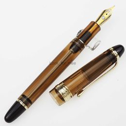 Fountain Pens Yongsheng 699 Vacuum Filling Fountain Pen Acrylic Transparent Brown Ink Pen Clear Section EF/F/M Nib Office Business Gift Pen HKD230904