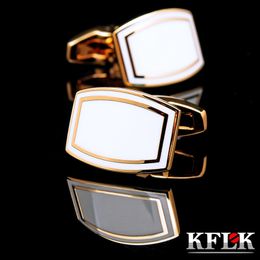 Cuff Links KFLK jewelry French shirt cufflink for mens Brand Cuff link Button High Quality Gold-color Luxury Wedding Groom guests 230904