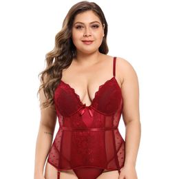 Removable Straps Lingerie Lace Trimmer Bustier With Suspenders Women's Amour Accent Lightly Padded Underwired Basque Corset 8232c