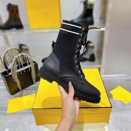 Designer martin boots women sock boots gold length classic plaid winter half boots short boots retro print thick knight boots