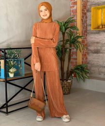 Ethnic Clothing Muslim Sets Women Ramadan Abaya Turkey Dubai Hijab Two Piece Suits Prayer Dress Wide Leg Pants Jilbab Khimar Islamic