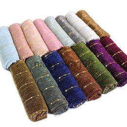 Pendant Scarves Women Glitter Stripe Muslim Scarves Lurex Crinkled Hijabs Long Shawl And Wraps foulard femme musulman Islamic Headscarf Clothing x0904