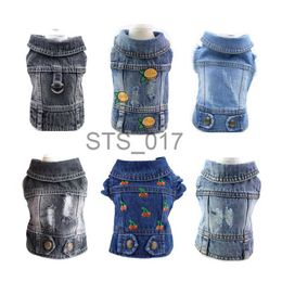 Dog Apparel Dog Jean et Blue Puppy Denim T-Shirt Washable Pet Dog Clothes Cool Apparel for Small Medium Dogs Cowboy Vest Cats Clothing x0904