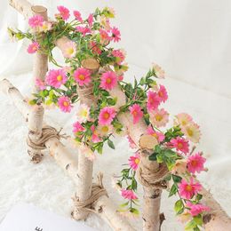 Decorative Flowers Artificial Daisy Vine 7Ft Flower Garland Faux Hanging Ivy Fake Vines Greenery For Home Wedding Decor