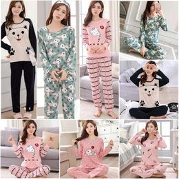 Women's Sleepwear Trendy Pyjamas Unique Cosy Long Sleeve Autumn Must-have Soft Set Sweet Cotton Cute Fashionable