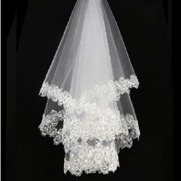 White Ivory Bridal Veils Sequined Beaded Soft Tulle Short Wedding Veils In Stock NO53281x