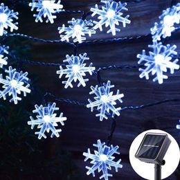 Other Event Party Supplies Solar String Lights Outdoor 20LED Crystal Flower with 8 Modes Waterproof Powered Patio Light for Garden Decor 230901
